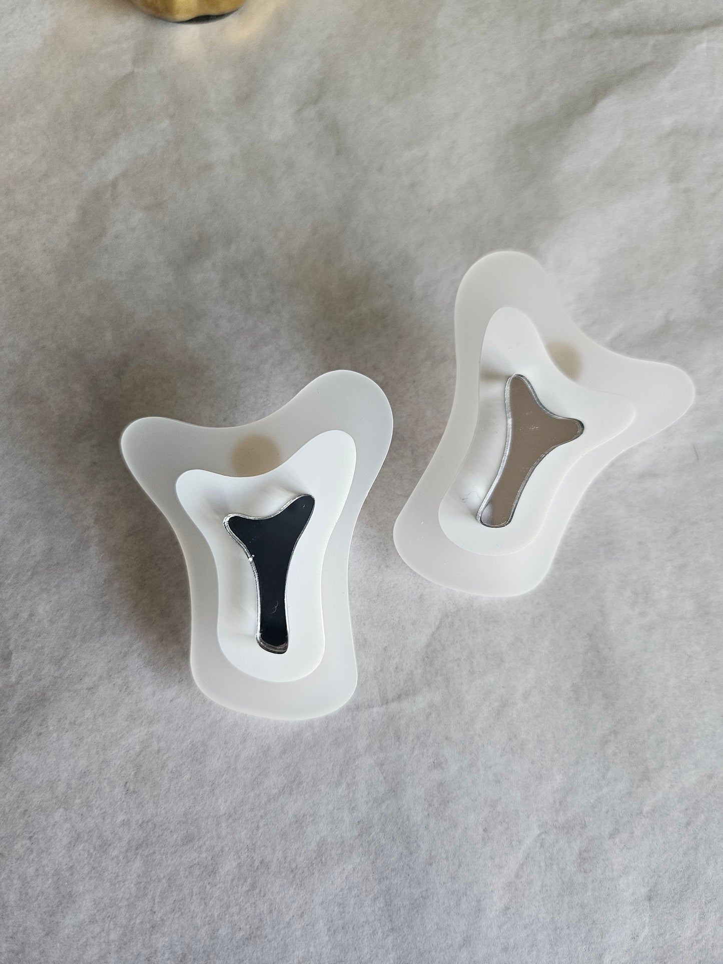 Abstract Earrings White Mirror
