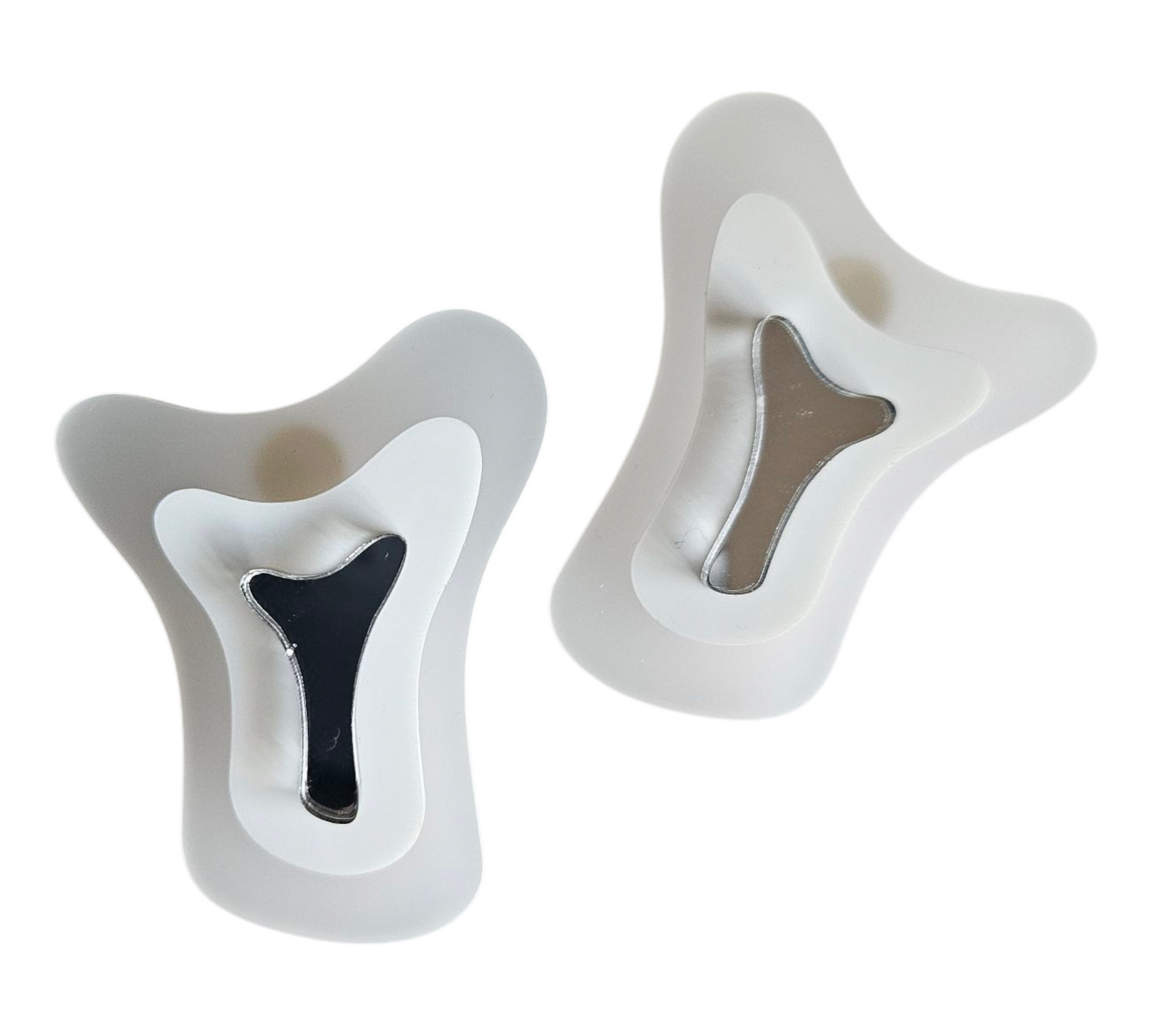 Abstract Earrings White Mirror