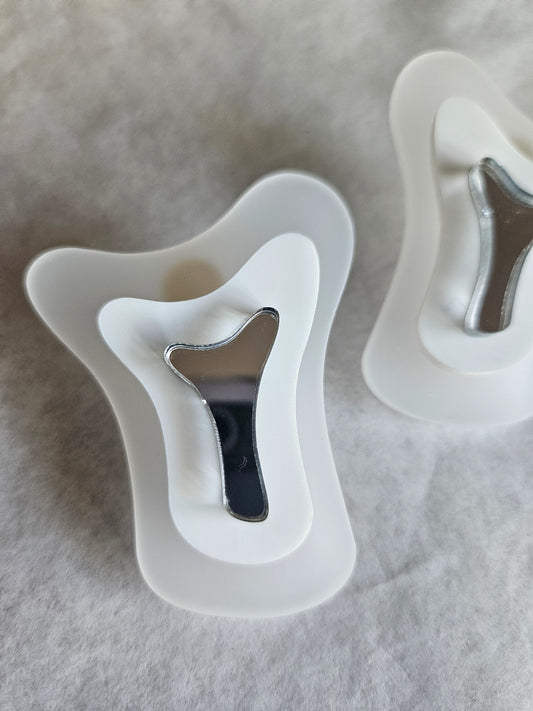 Abstract Earrings White Mirror