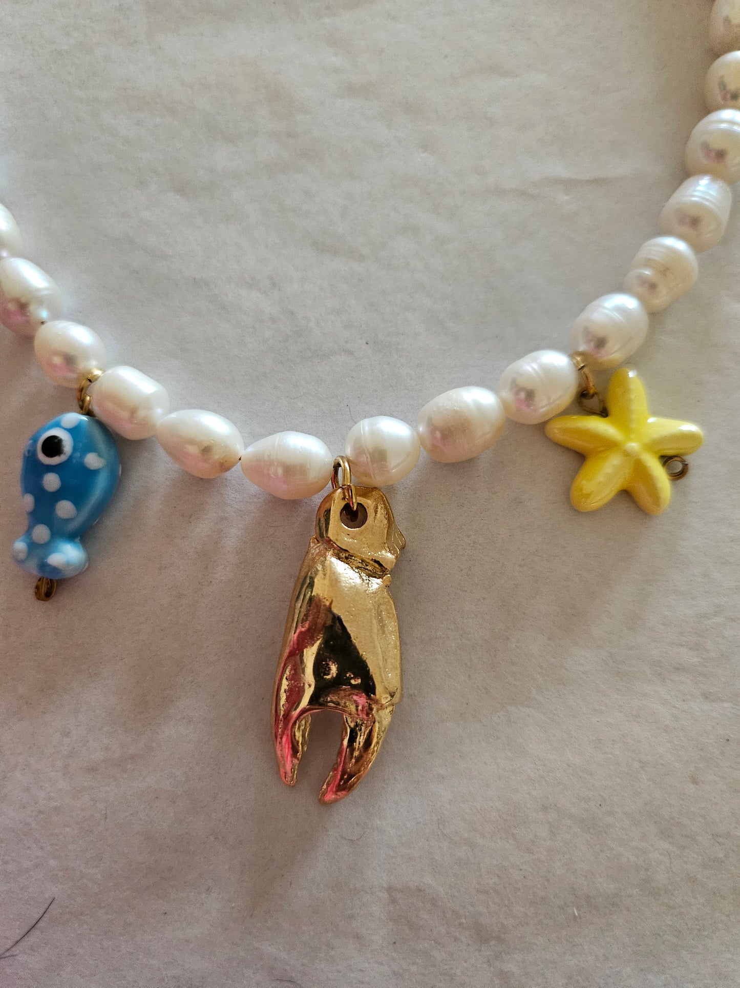 Pearls with a Golden Lobster Claw Necklace