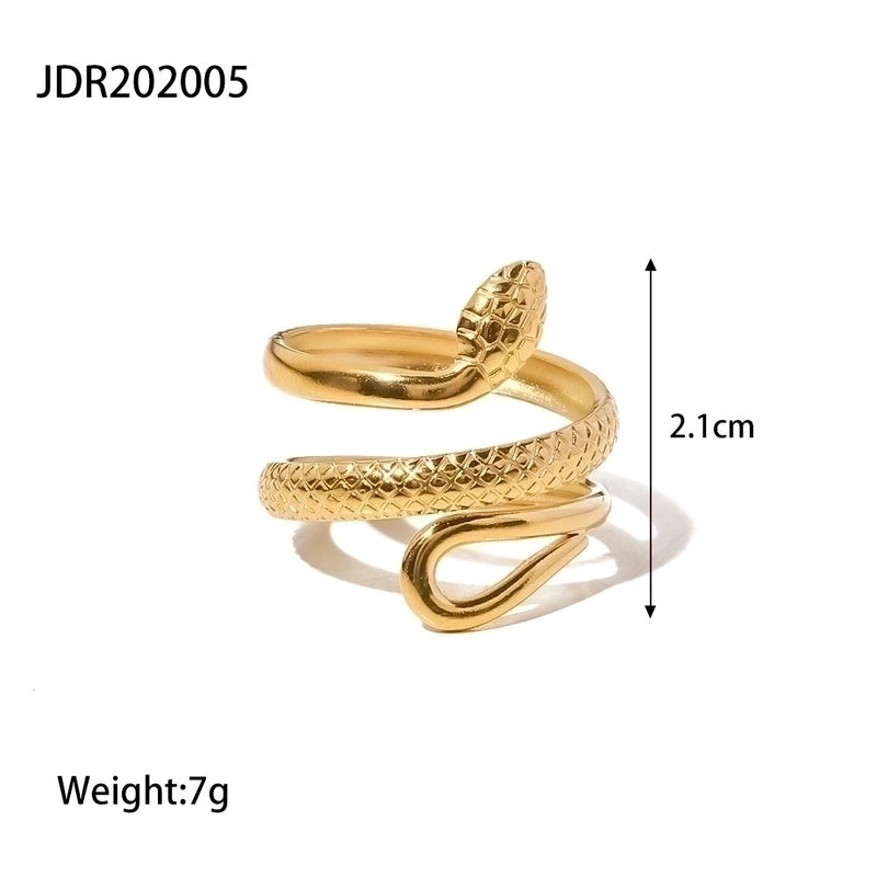 Snake Stainless Steel Gold Ring