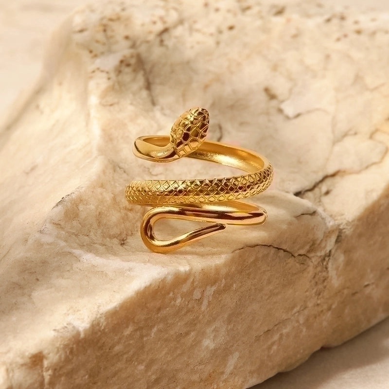 Snake Stainless Steel Gold Ring