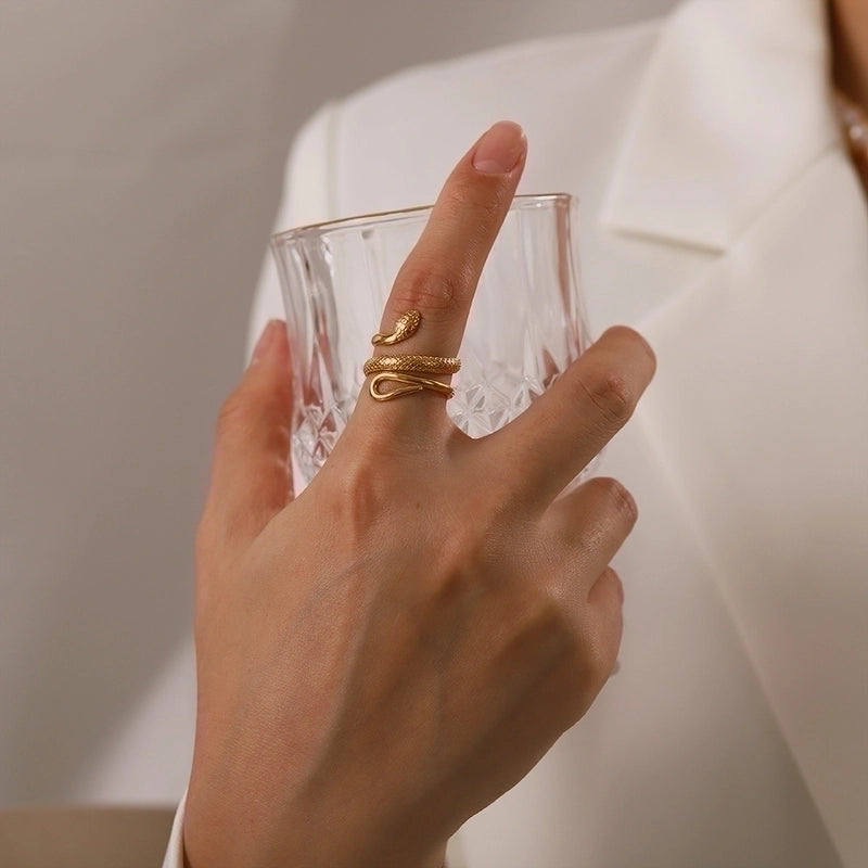 Snake Stainless Steel Gold Ring