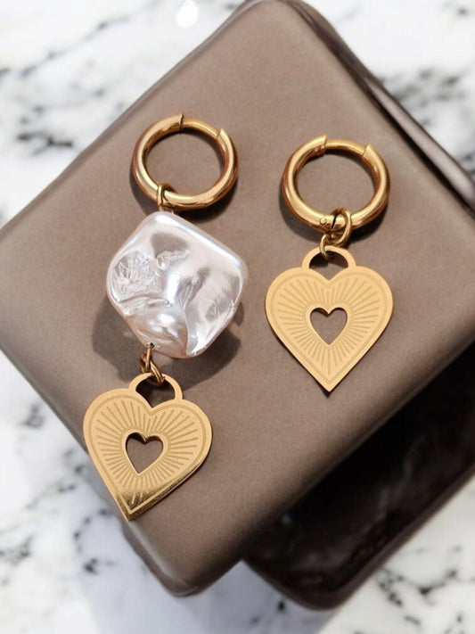 Hearts – Earrings with Mother-of-Pearl & Stainless Steel