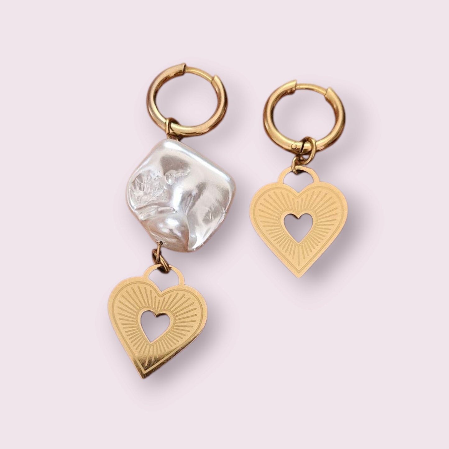 Καρδιές – Σκουλαρίκια με Φίλντισι & Ανοξείδωτο Ατσάλι