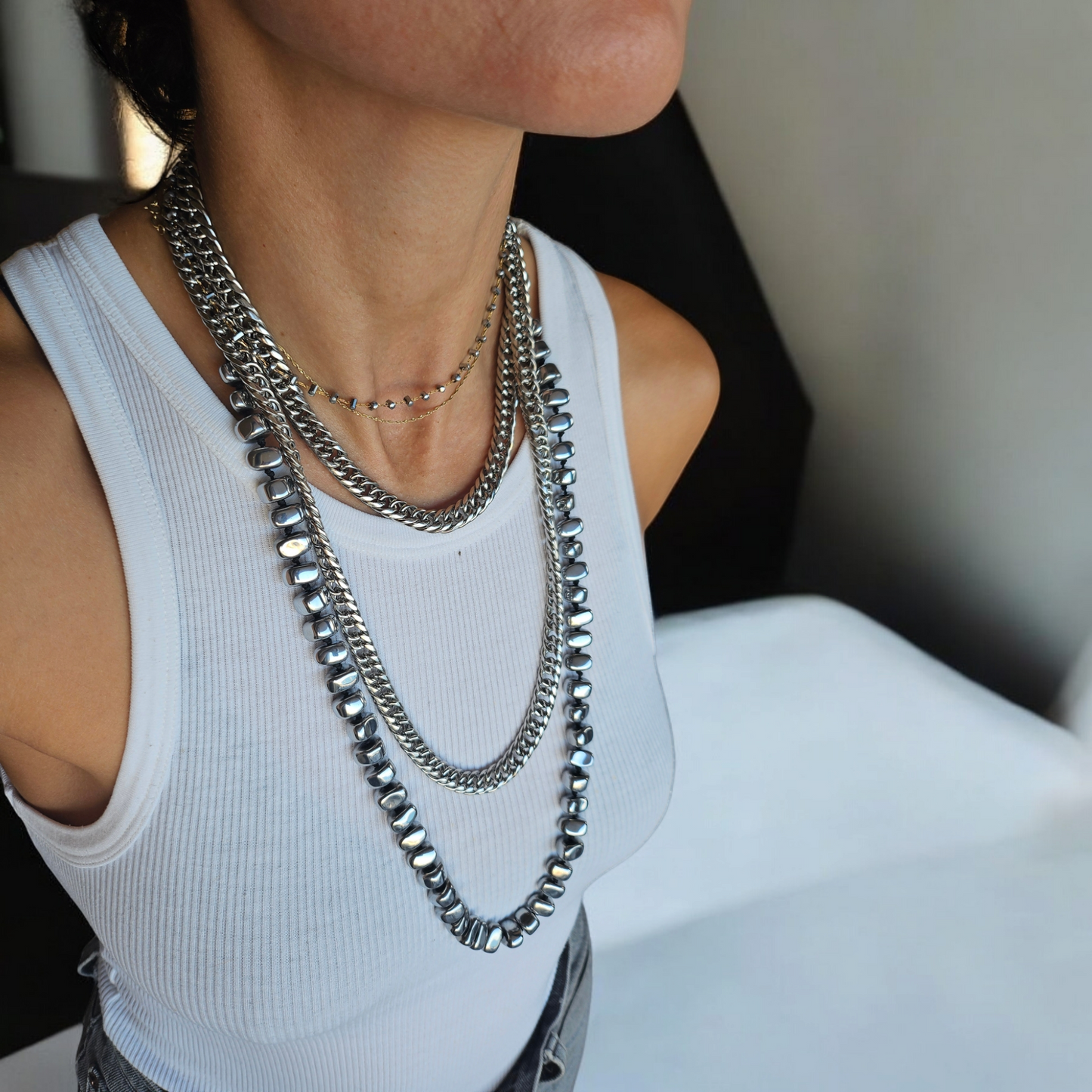 Mini Rock Hematite Necklace