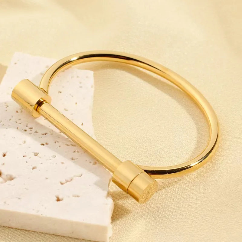 Modern Stainless Steel with Gold Finish Bracelet