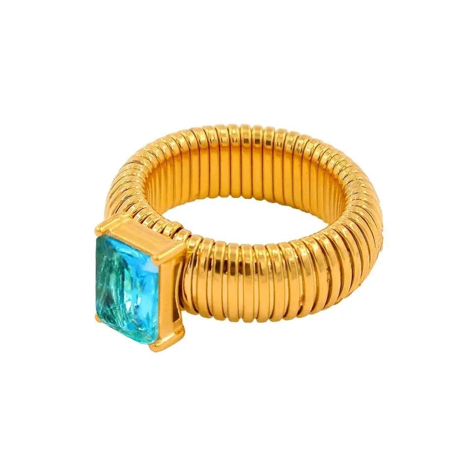 Stainless Steel Ring with Princess-Cut Stone