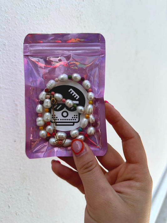 Statement Pearl Necklace with Color Accents