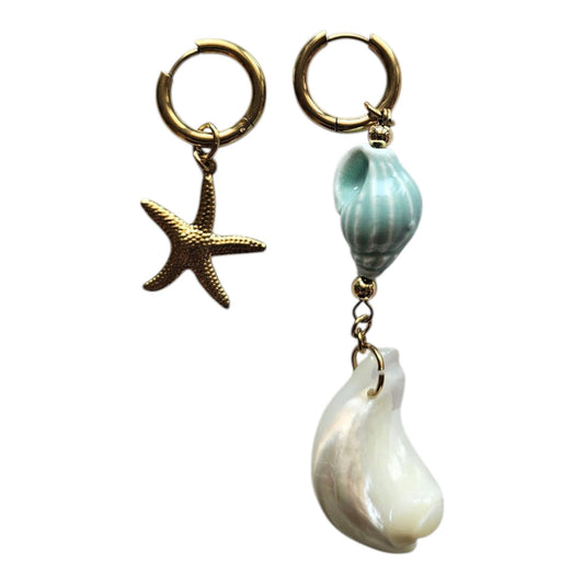 Ocean Breeze Asymmetrical Shell Earrings