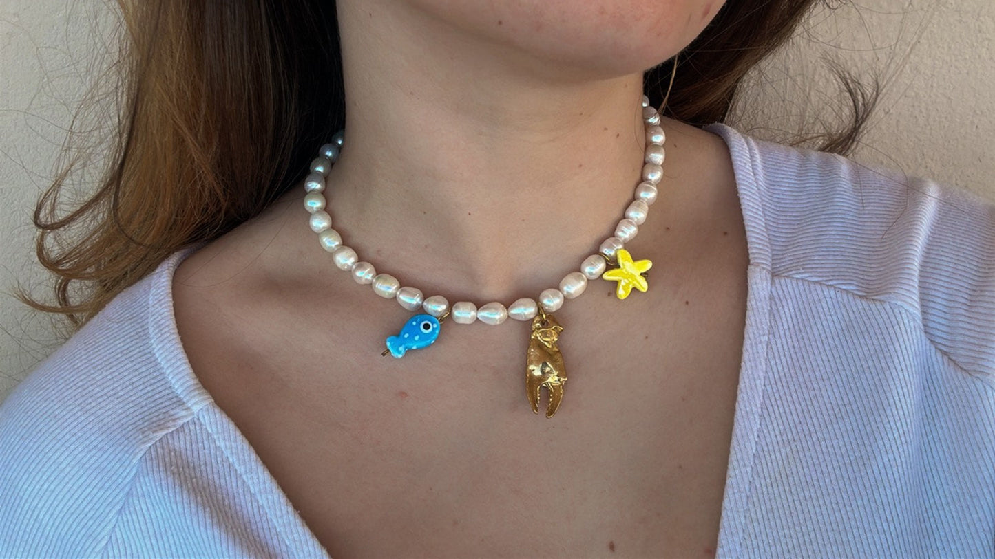 Pearls with a Golden Lobster Claw Necklace