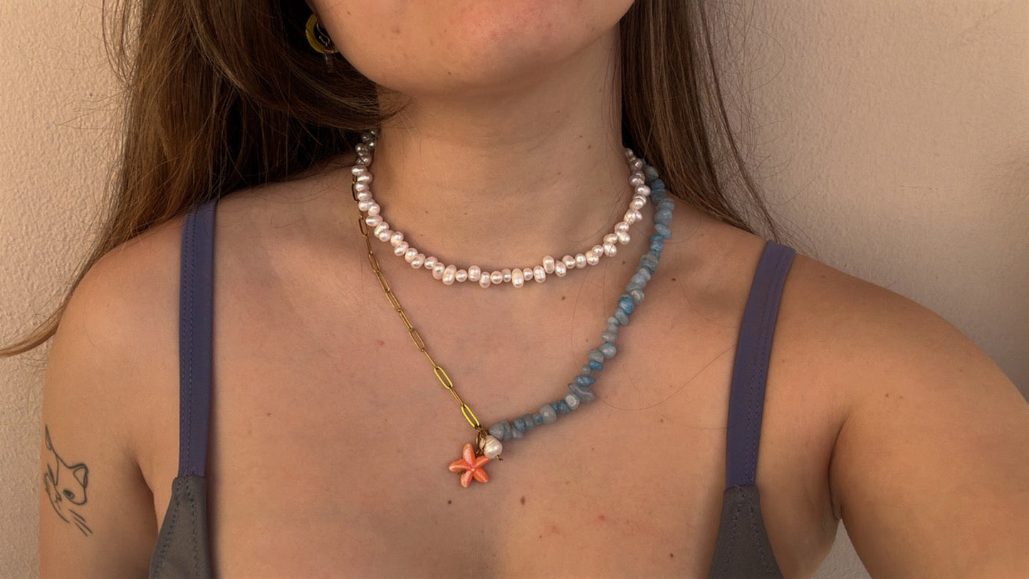 Abstract Small Pearls Necklace