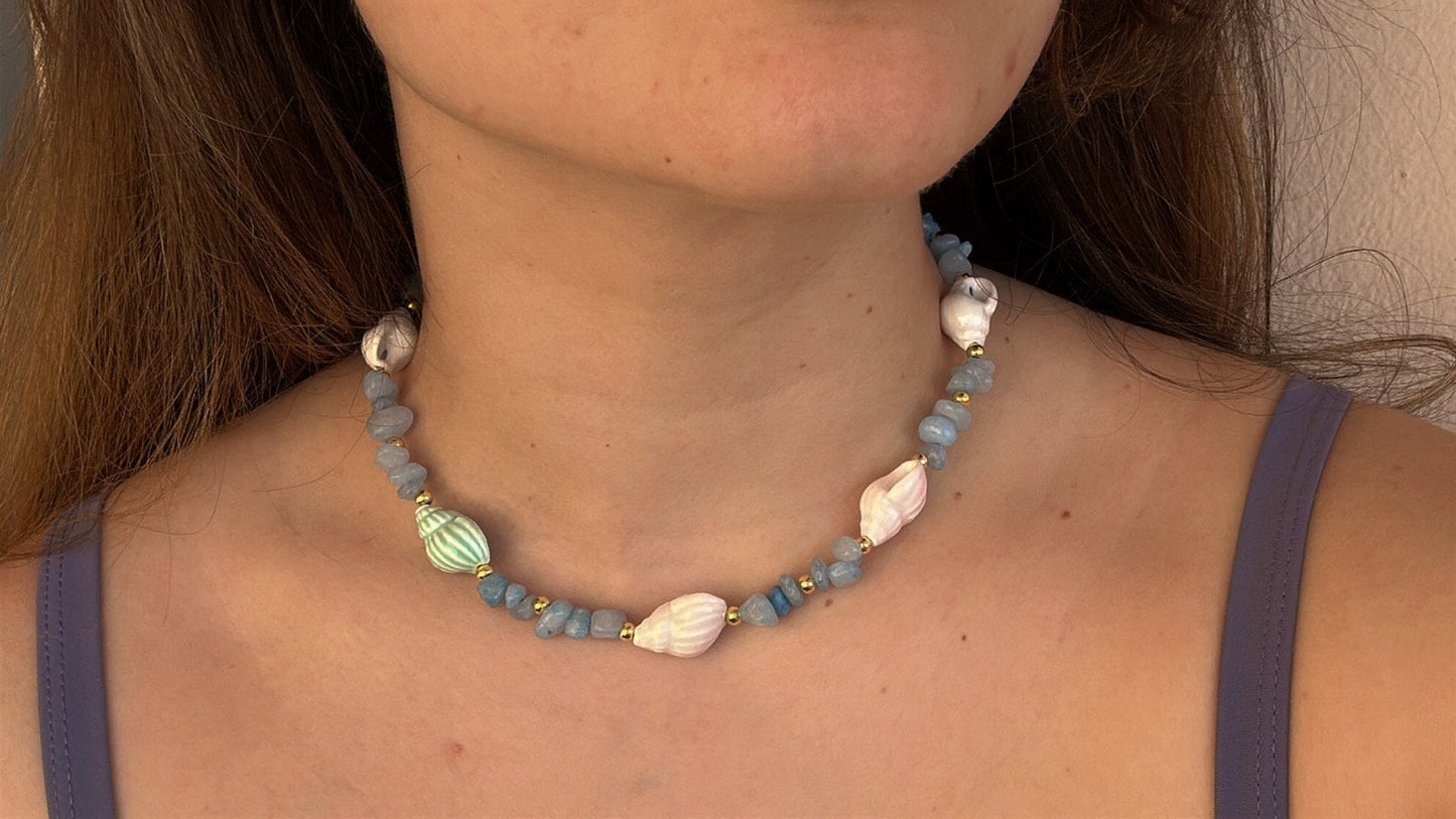 Blue Waters & Shells Necklace