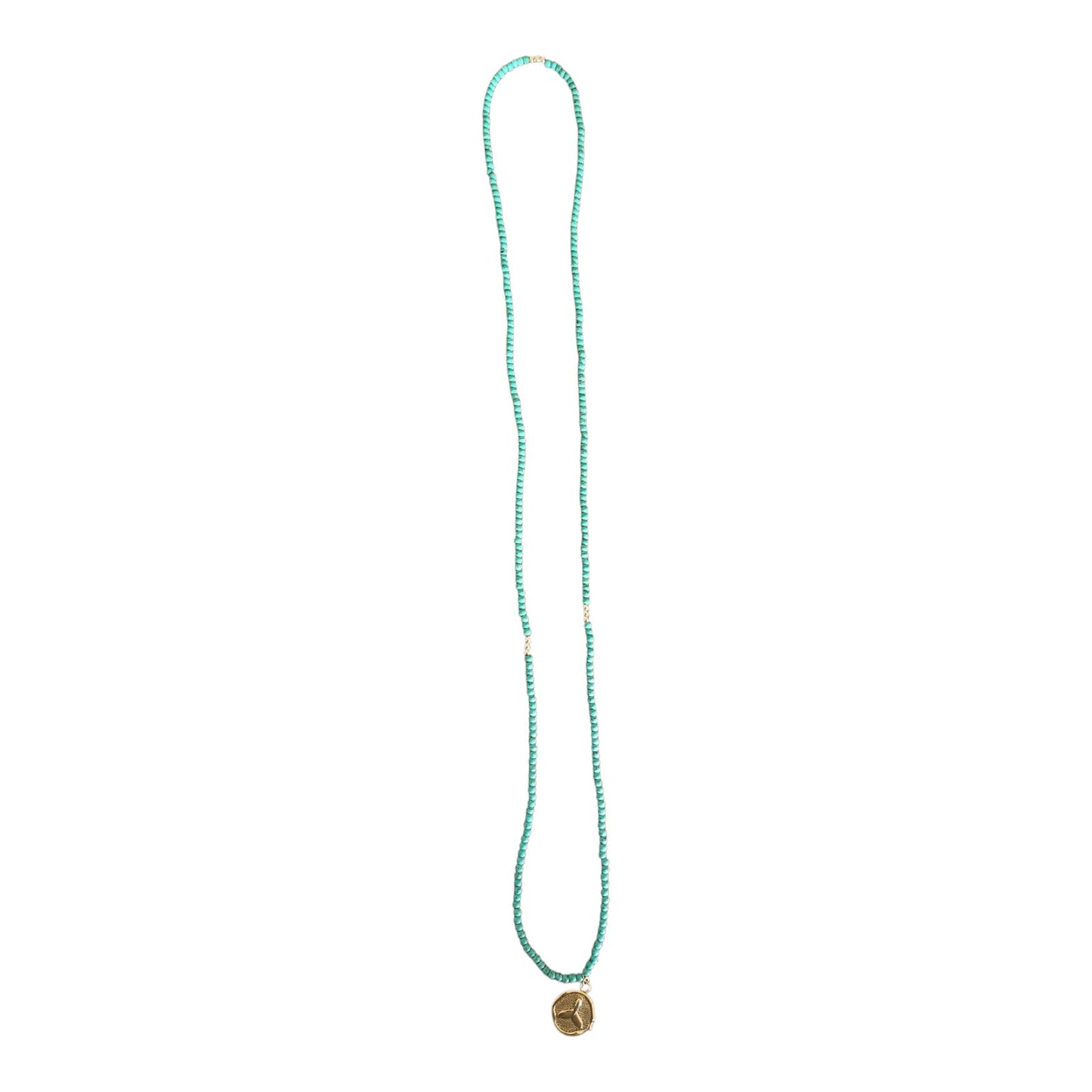Long summer necklace with mermaid tail charm
