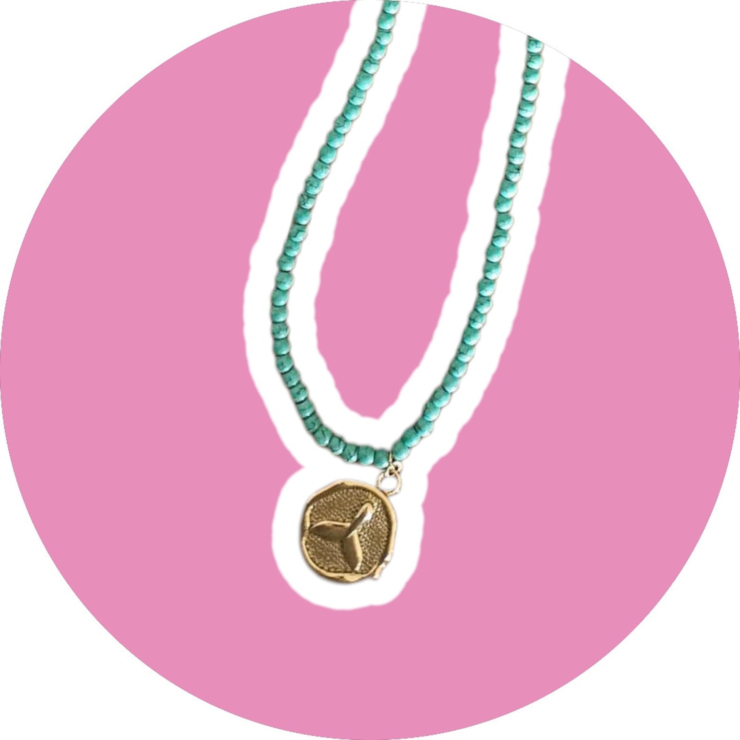 Long summer necklace with mermaid tail charm