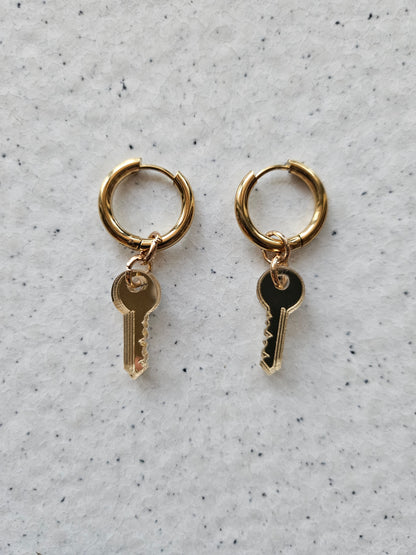 Earrings Gold Key Drops