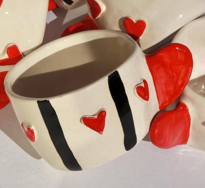 Handcrafted Ceramic Mugs with Heart Designs