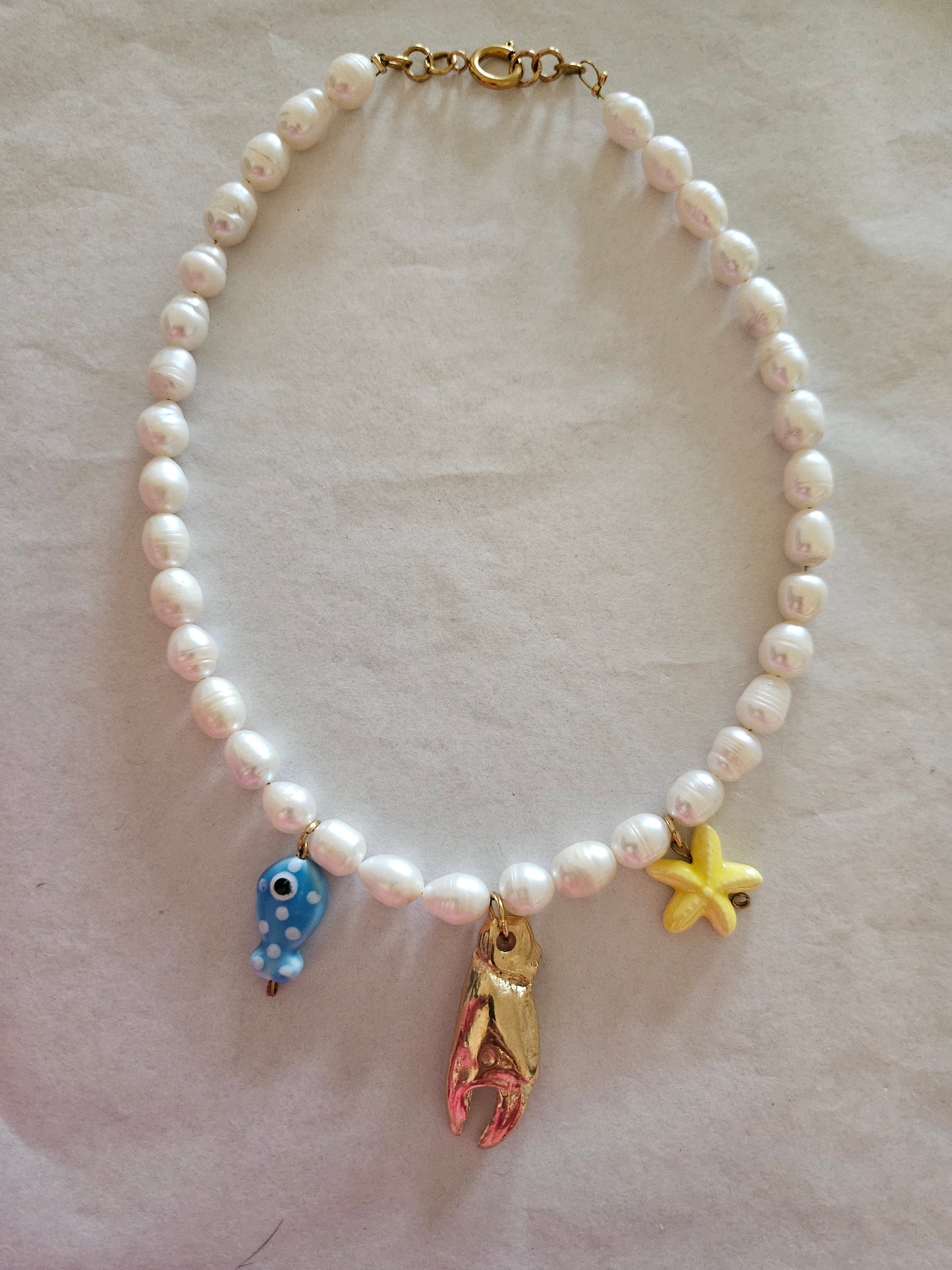 Pearls with a Golden Lobster Claw Necklace