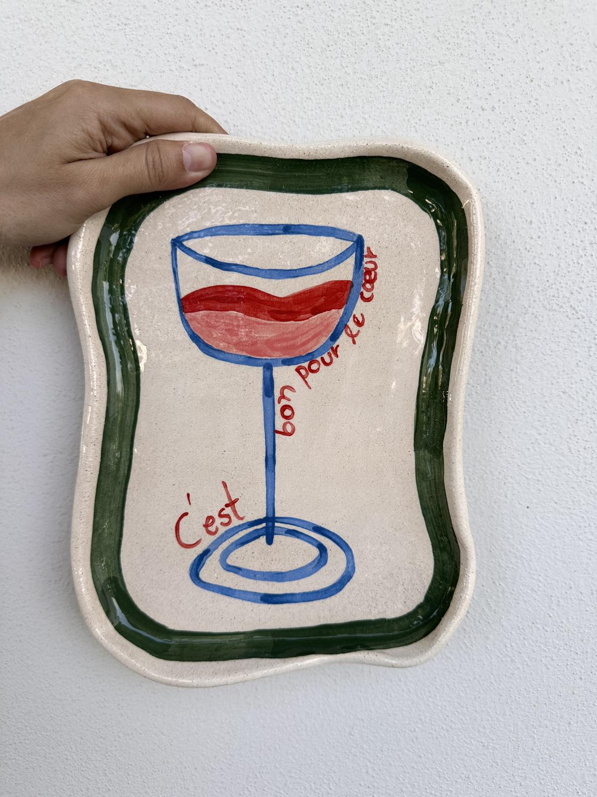 Greek Ceramic Summer Sea Plate_Wine Glass