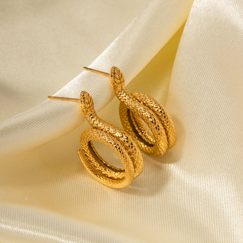 Snake Stainless Steel Gold Earring