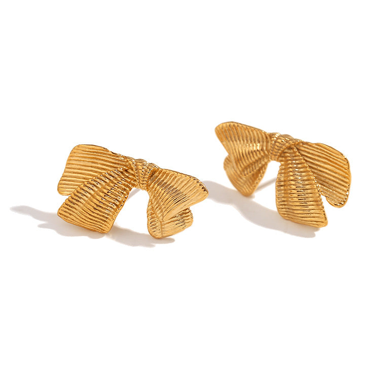 Bow Stud Gold Earrings