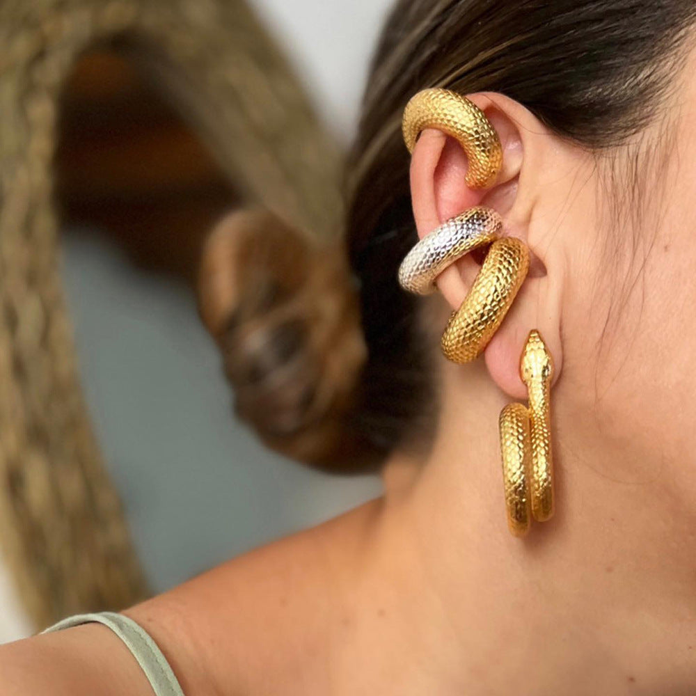 Snake Stainless Steel Gold Earring