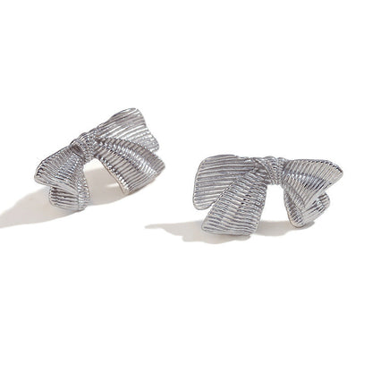 Bow Stud Silver Earrings