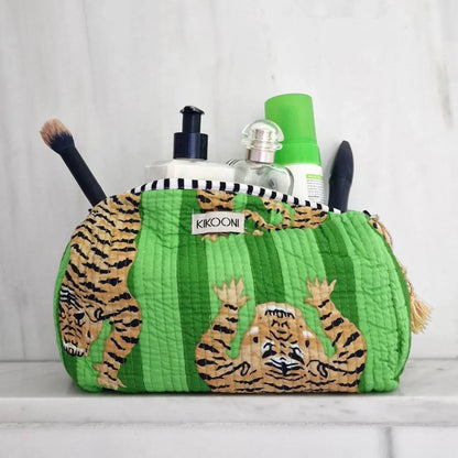 Handmade cosmetic bag “poppy Tiger” green