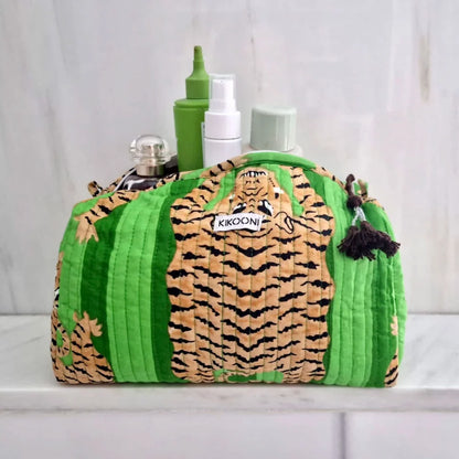 Handmade cosmetic bag “poppy Tiger” green