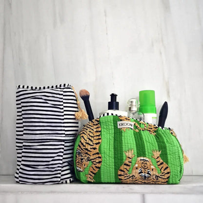 Handmade cosmetic bag “poppy Tiger” green