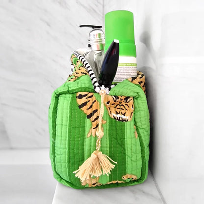 Handmade cosmetic bag “poppy Tiger” green