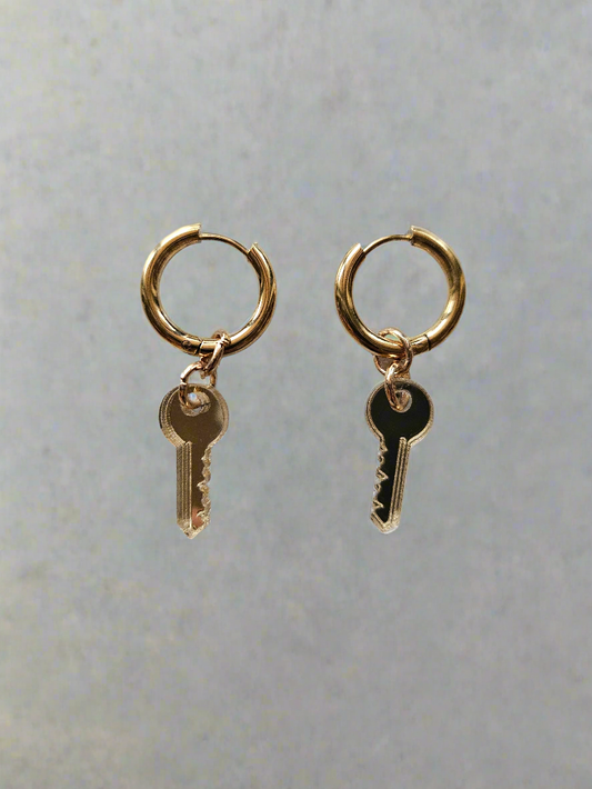 Earrings Gold Key Drops