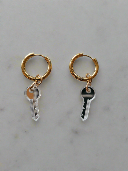 Earrings Silver Key Drops