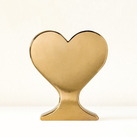 Handmade ceramic heart vase "You have a heart of gold"