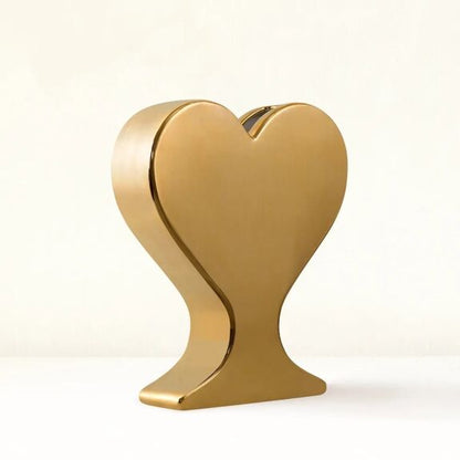 Handmade ceramic heart vase "You have a heart of gold"