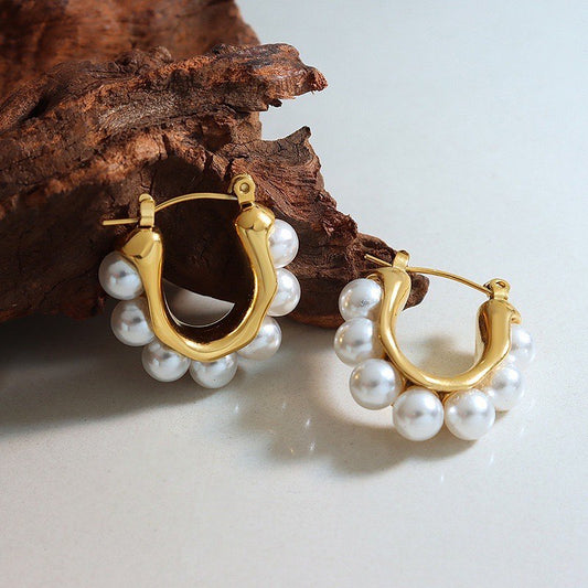 Gold hoops with pearl