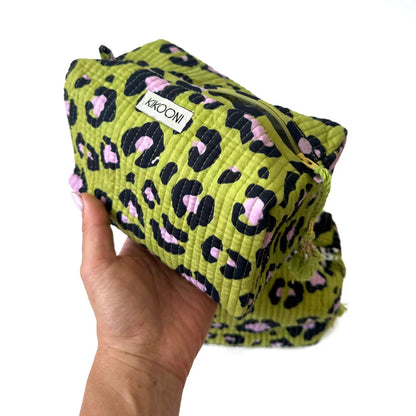 Handmade Small Cosmetic Bag “oh leo cosmic green”