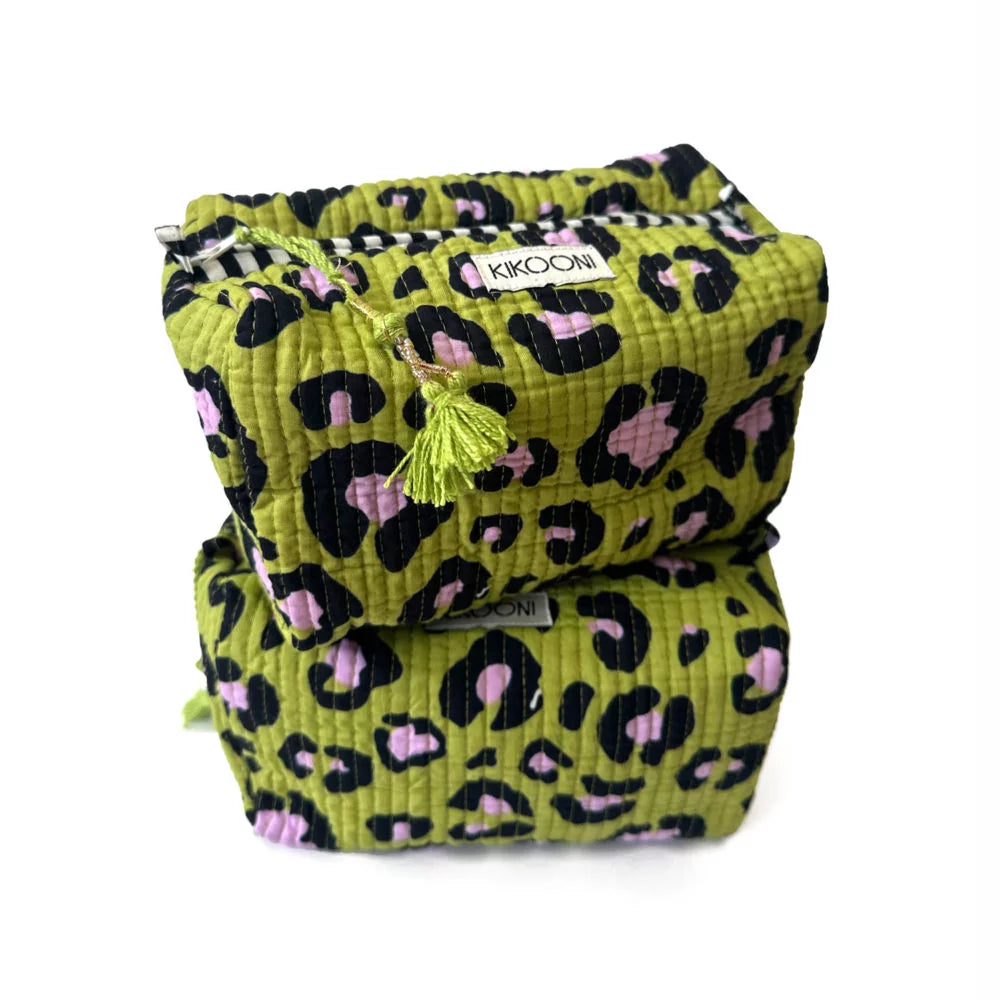 Handmade Small Cosmetic Bag “oh leo cosmic green”