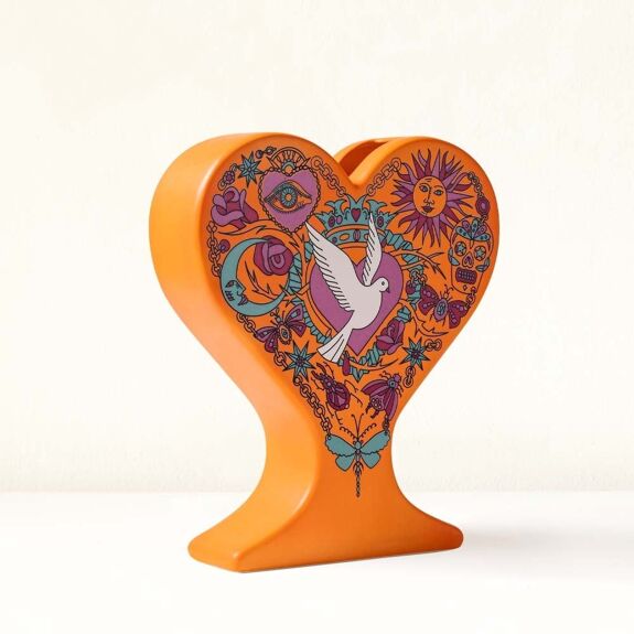 Handmade ceramic heart vase "Natzin" Orange