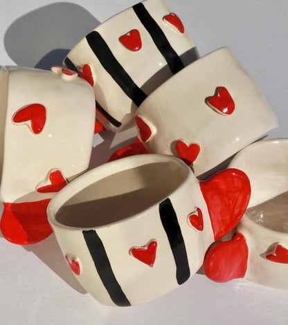 Handcrafted Ceramic Mugs with Heart Designs