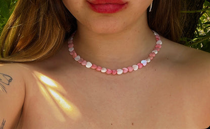 Romantic Two-Tone Necklace with Hearts
