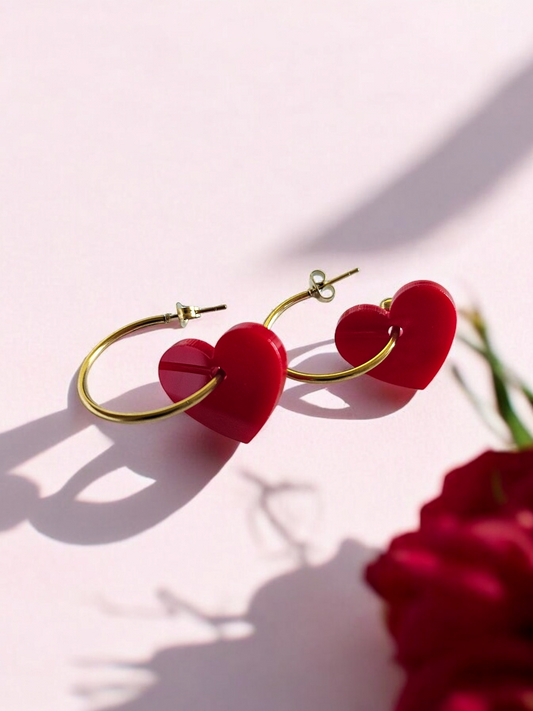 Heart earrings plexiglass red