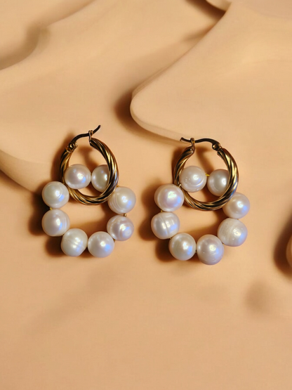 Elegant Hoop Earrings with Large Pearls