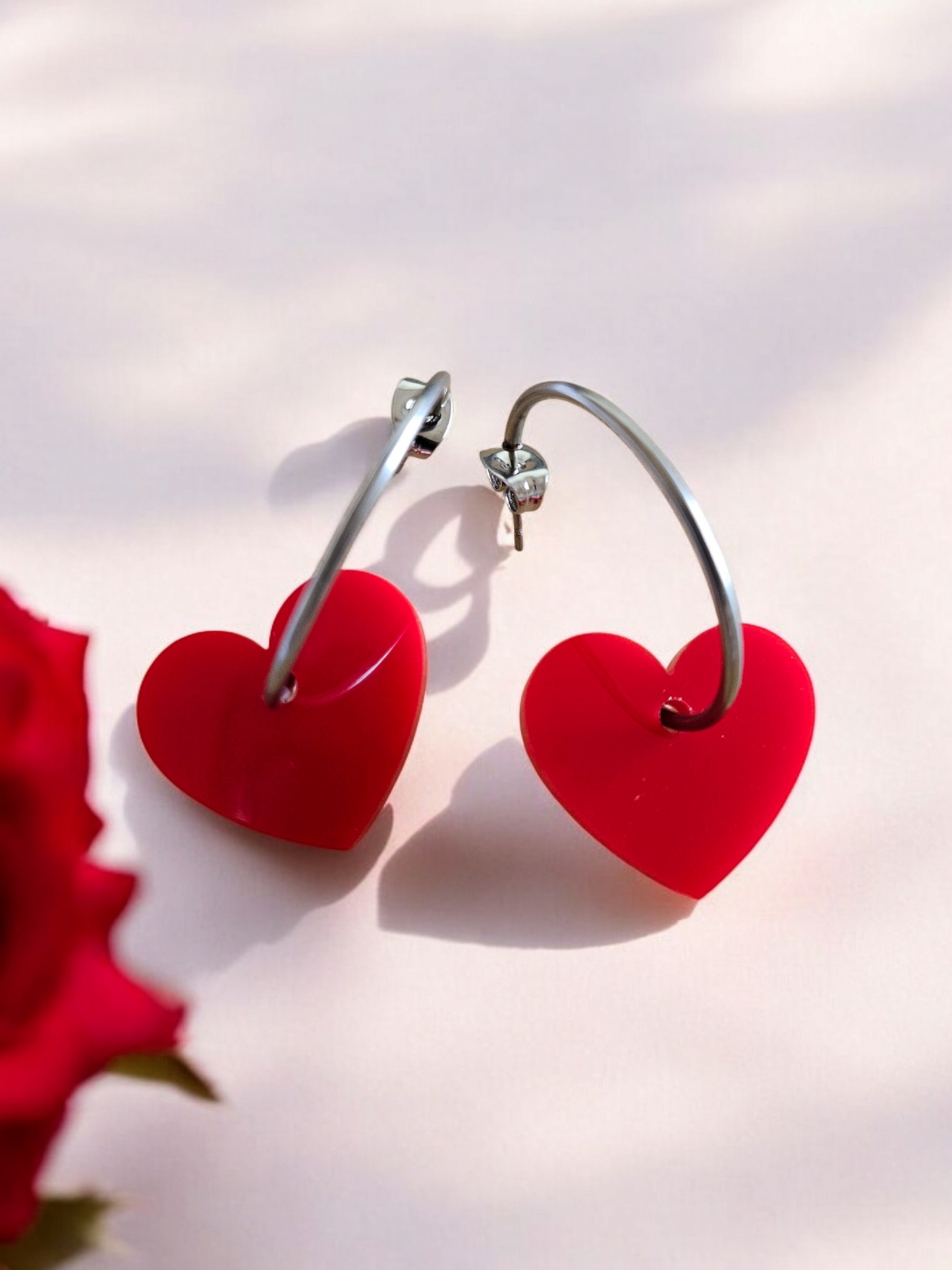 Heart earrings plexiglass red