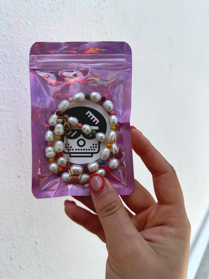 Statement Pearl Necklace with Color Accents