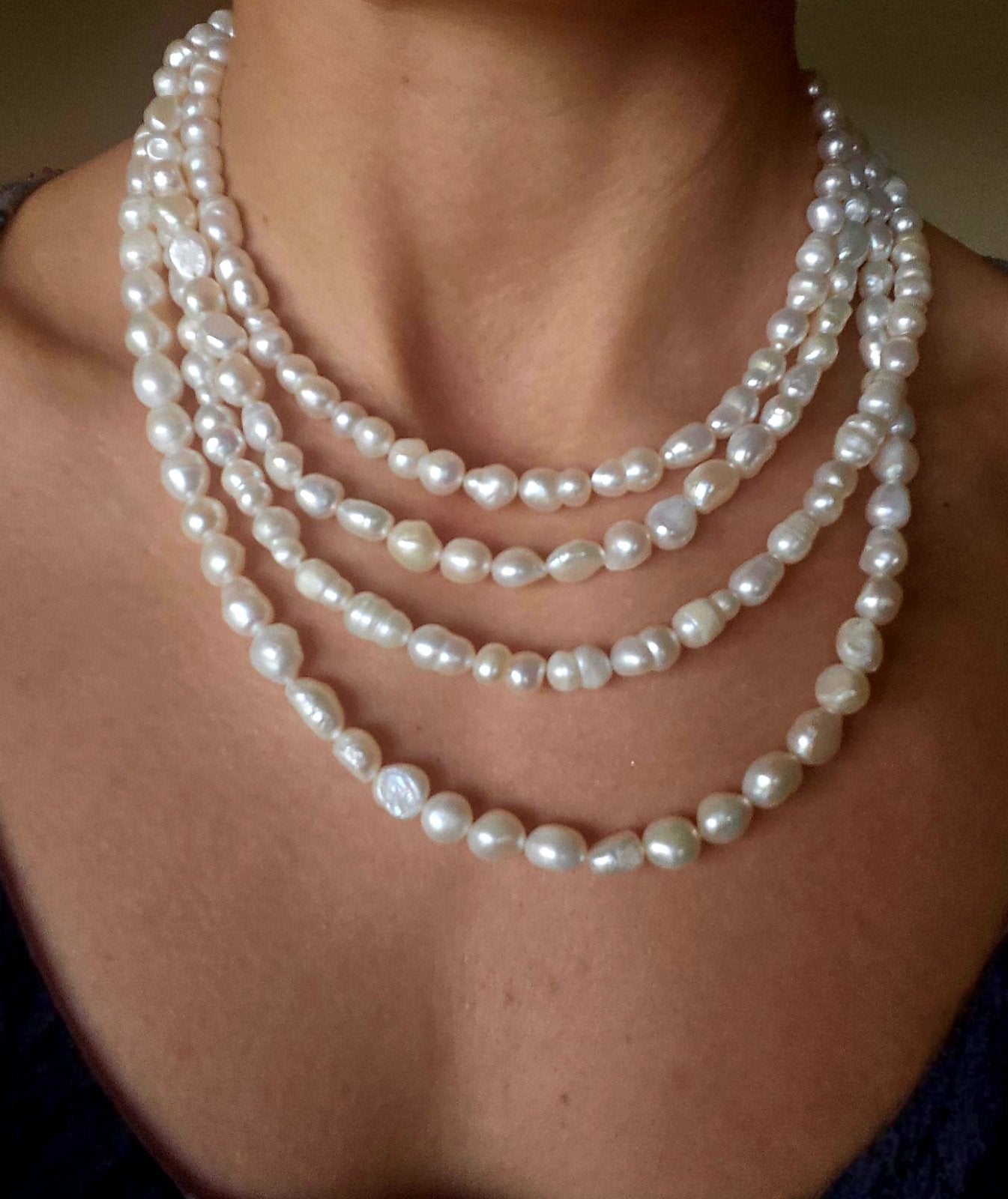 Chic Pearl Necklace with Baroque Clasp