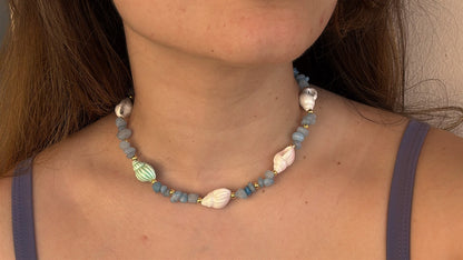 Blue Waters & Shells Necklace