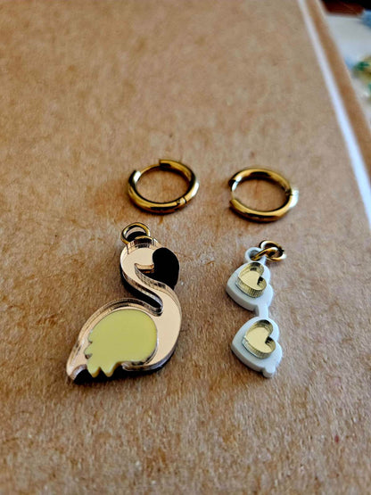 Handmade Cool Flamigo plexiglass earrings